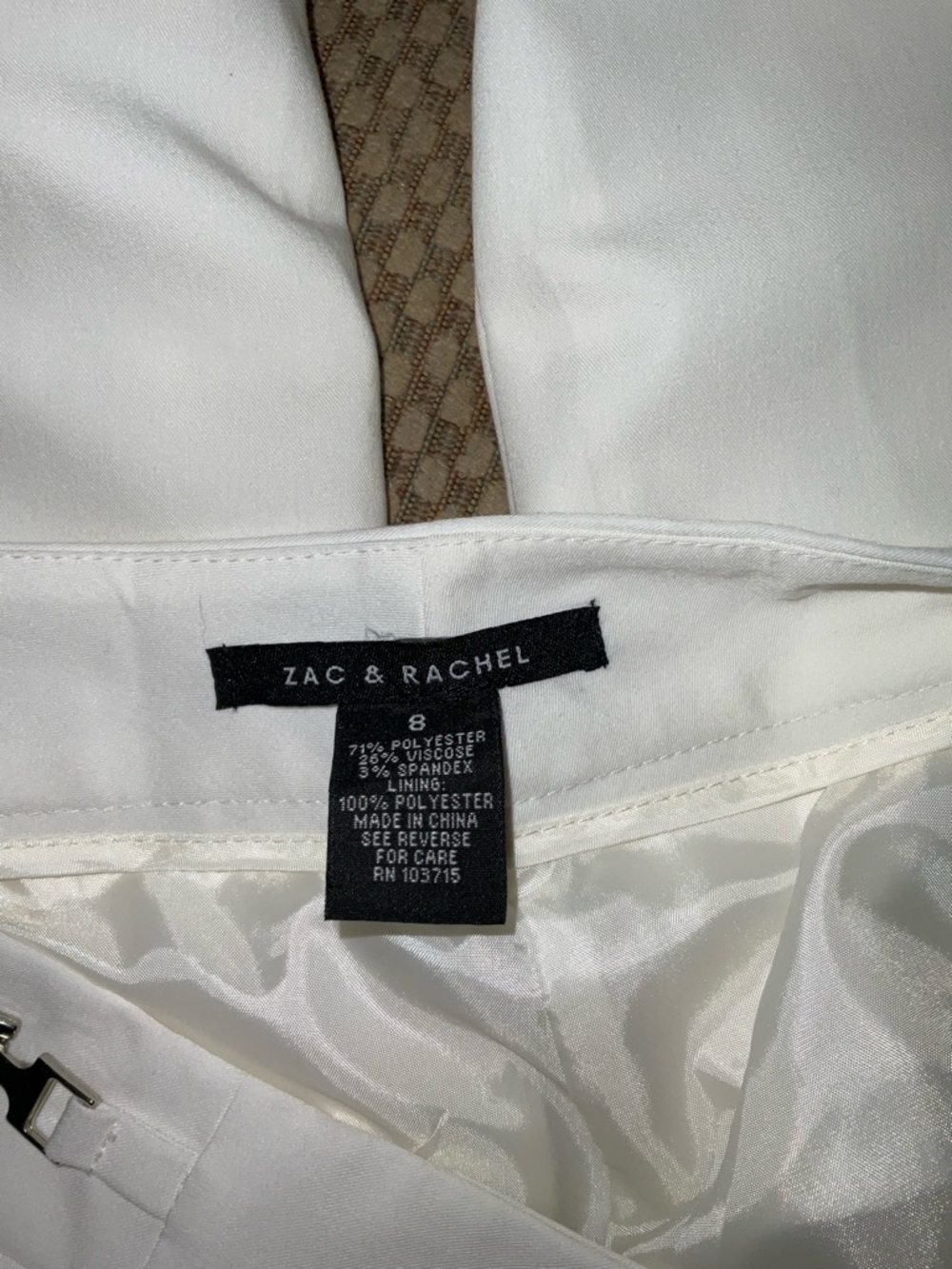 Zac & Rachel White Tailored Dress Trousers with Silver Buckle Details Size 8 - Picture 4 of 9